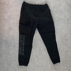 Zara Black Jogger Cargo Pants with Side Logo